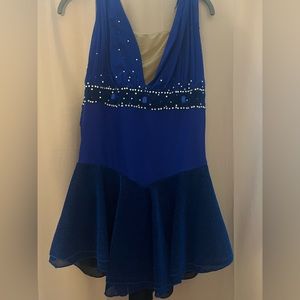 Blue figure ice skating competition dress